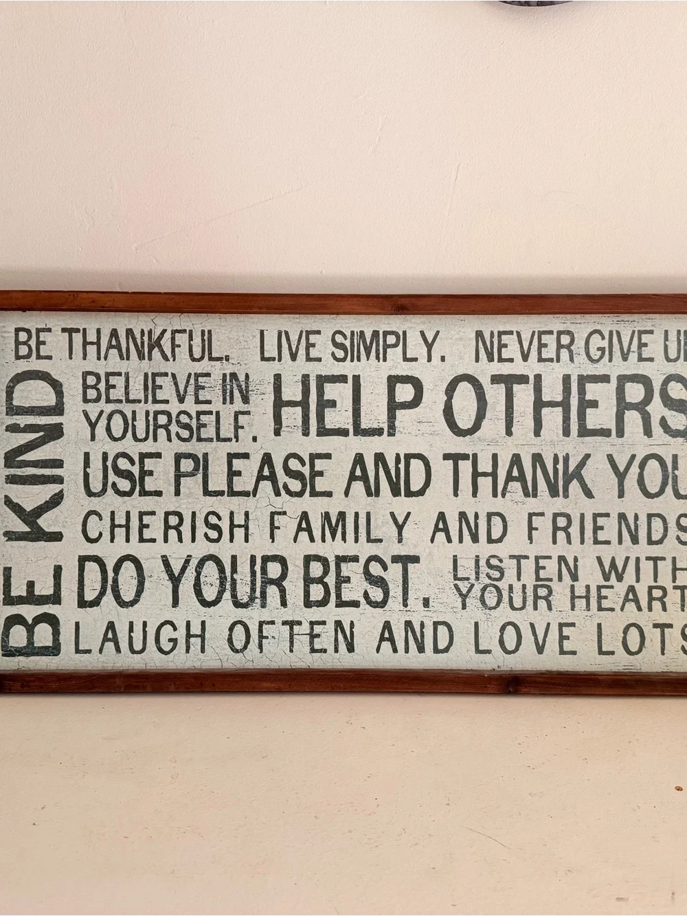 Framed Inspirational Wall Sign in White and Dark Gray